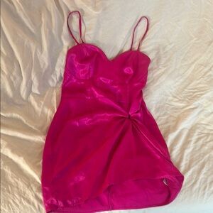 Vibrant Pink Satin Mini Dress
